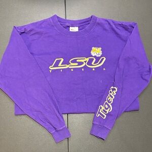 LSU Purple Long Sleeve Tee with Tigers Graphic